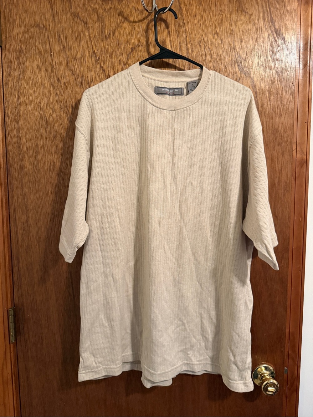 Pierre Cardin Men's Short-Sleeve Ribbed Crewneck Tee - Cream
